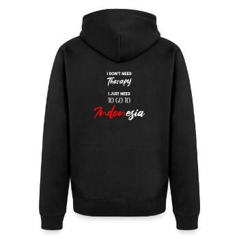 Indonesien lustige Geschenkidee indonesisch Spruch - Unisex Premium Bio Zip Hoodie - Schwarz - Hinten - Nico (187cm)