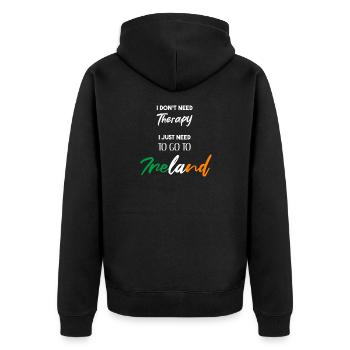 Ireland Funny Gift Idea Ireland Therapy Travel - Unisex Premium Organic Zip Hoodie - black - Back - Nico (187cm)