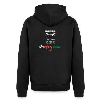 I don't need therapy Madagascar Gift Idea - Unisex Premium Organic Zip Hoodie - black - Back - Nico (187cm)