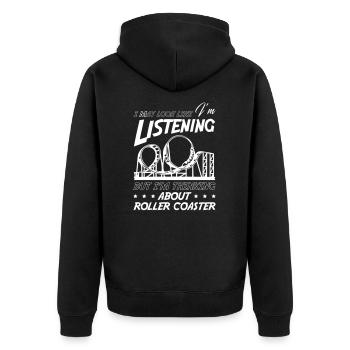 I am Thinking About Roller Coaster - Unisex Premium Organic Zip Hoodie - black - Back - Nico (187cm)