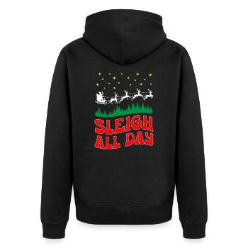 Santa Sleigh All The Day Christmas - Unisex Premium Bio Zip Hoodie - Schwarz - Hinten - Nico (187cm)