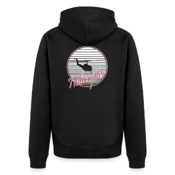 helicopter - Unisex Premium Organic Zip Hoodie - black - Back - Nico (187cm)
