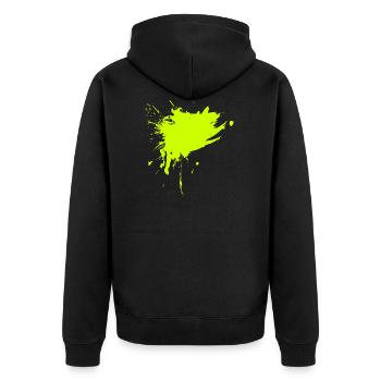 Stain paint splashed yellow dirt dirty - Unisex Premium Organic Zip Hoodie - black - Back - Nico (187cm)