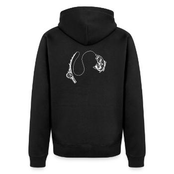 Angeln - Unisex Premium Bio Zip Hoodie - Schwarz - Hinten - Nico (187cm)