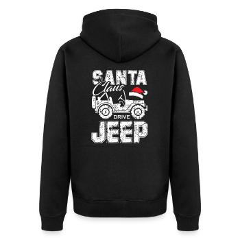 Santa Claus Drive Jeeps - Unisex Premium Organic Zip Hoodie - black - Back - Nico (187cm)