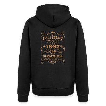 Vintage-Geburtstagsgeschenk aus dem Jahr 1962 - Unisex Premium Bio Zip Hoodie - Schwarz - Hinten - Nico (187cm)