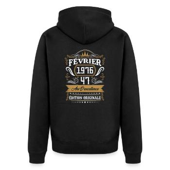 Février 1976 47 Ans Rétro Cadeau D'anniversaire - Veste à capuche bio Premium Unisexe - noir - Dos - Nico (187cm)