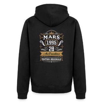 Mars 1995 28 Ans Rétro Cadeau D'anniversaire - Veste à capuche bio Premium Unisexe - noir - Dos - Nico (187cm)