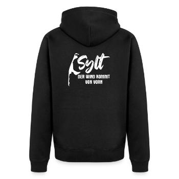 Sylt Nordsee - Unisex Premium Bio Zip Hoodie - Schwarz - Hinten - Nico (187cm)