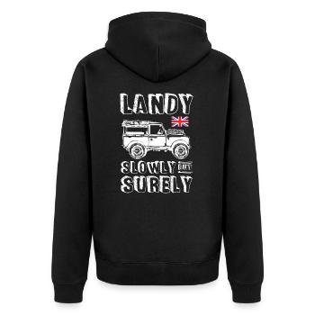 Landy Slowly But Surely - Unisex Premium Organic Zip Hoodie - black - Back - Nico (187cm)