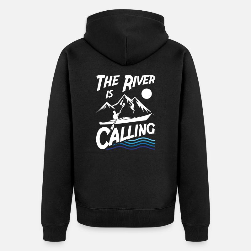 The River is Calling - Unisex Premium Organic Zip Hoodie - black