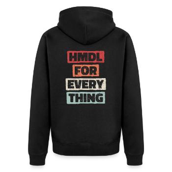 HMDL for Evth - Alhamdulillah for everything - Unisex Premium Organic Zip Hoodie - black - Back - Nico (187cm)
