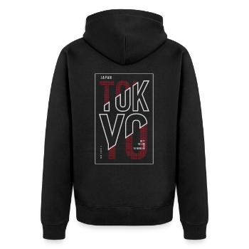 Tokyo Japan - Unisex Premium Bio Zip Hoodie - Schwarz - Hinten - Nico (187cm)