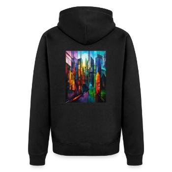 Abstract City of Colors - Big City - Colorful - Unisex Premium Organic Zip Hoodie - black - Back - Nico (187cm)