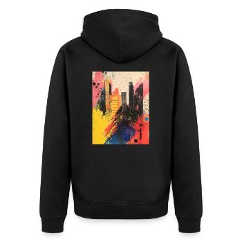 Graffiti abstrait City - Street Art - Grande ville - Veste à capuche bio Premium Unisexe - noir - Dos - Nico (187cm)