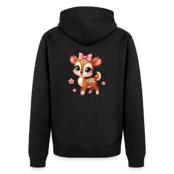 Süßes kleines Rehkitz 5 - Unisex Premium Bio Zip Hoodie - Schwarz - Hinten - Nico (187cm)