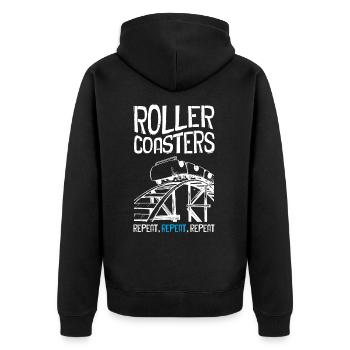 Roller Coaster Repeat - Unisex Premium Organic Zip Hoodie - black - Back - Nico (187cm)