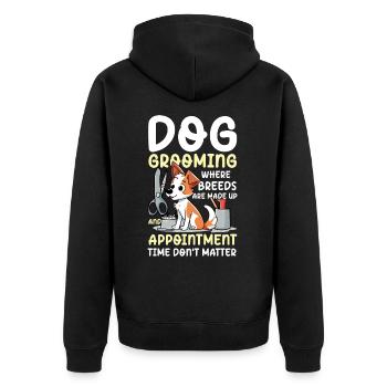Dog Grooming Where Breeds Are Made Up - Unisex Premium Bio Zip Hoodie - Schwarz - Hinten - Nico (187cm)