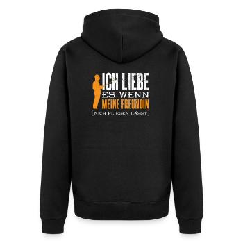 Modellflug Pilot Modellbau - Unisex Premium Bio Zip Hoodie - Schwarz - Hinten - Nico (187cm)