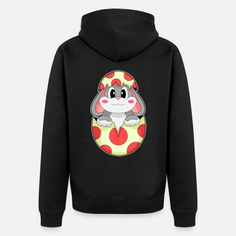 Hase Ei - Unisex Premium Bio Zip Hoodie - Schwarz