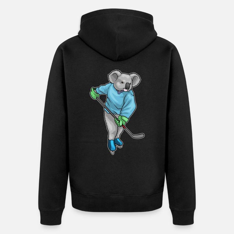 Koala Eishockey Eishockeyschläger - Unisex Premium Bio Zip Hoodie - Schwarz