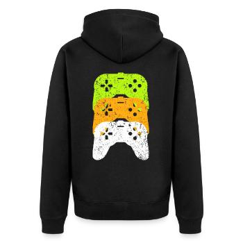 Gaming - Unisex Premium Organic Zip Hoodie - black - Back - Nico (187cm)