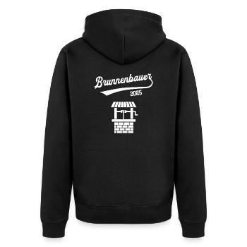 Brunnenbauer 2025 Ausbildung Beruf Brunnenbau - Unisex Premium Bio Zip Hoodie - Schwarz - Hinten - Nico (187cm)