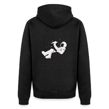 Astronaut entspannen - Unisex Premium Bio Zip Hoodie - Schwarz - Hinten - Nico (187cm)