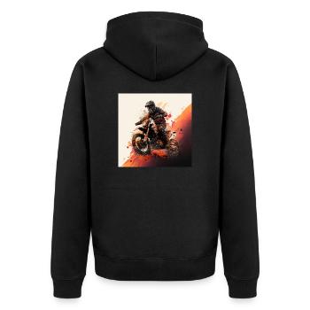 Motocross hero: show your love for off-road. - Unisex Premium Organic Zip Hoodie - black - Back - Nico (187cm)