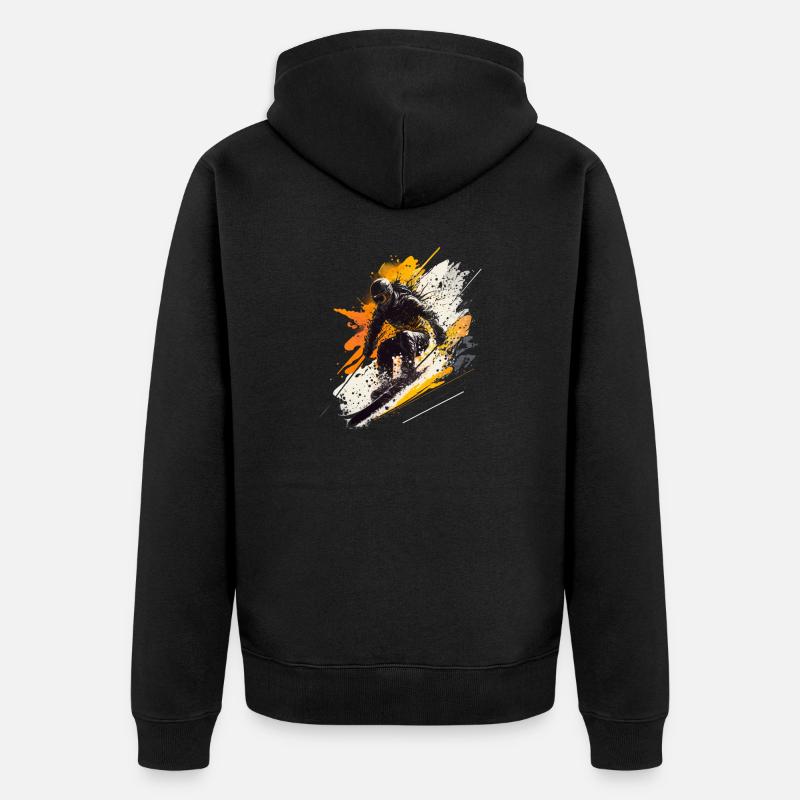 Neve e azione: sciatori e adrenalina - Felpa con cappuccio ecologica premium unisex - nero