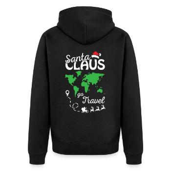 Santa Claus Go Travel Merry Christmas - Unisex Premium Organic Zip Hoodie - black - Back - Nico (187cm)