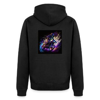 cool motocrosser in black light style - Unisex Premium Organic Zip Hoodie - black - Back - Nico (187cm)