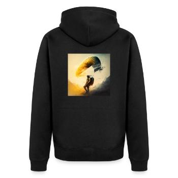 kreativer und cooler Paraglider, Sport der Lüfte - Unisex Premium Bio Zip Hoodie - Schwarz - Hinten - Nico (187cm)