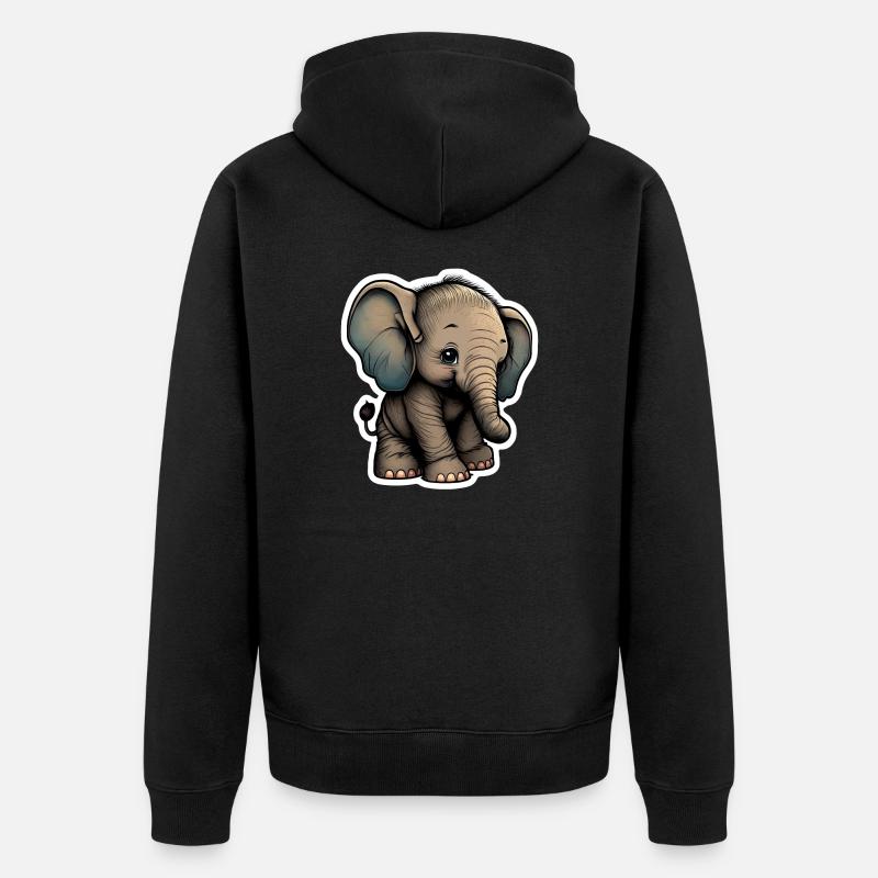 Mignon bébé éléphant - Veste à capuche bio Premium Unisexe - noir
