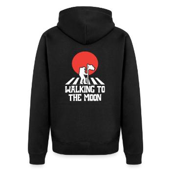 Walking to the Moon - Unisex Premium Bio Zip Hoodie - Schwarz - Hinten - Nico (187cm)