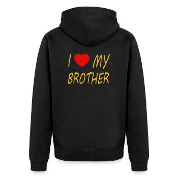 J'aime mon frère - Veste à capuche bio Premium Unisexe - noir - Dos - Nico (187cm)