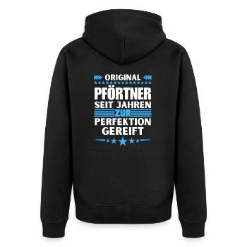 Gatekeeper matured to perfection - Unisex Premium Organic Zip Hoodie - black - Back - Nico (187cm)