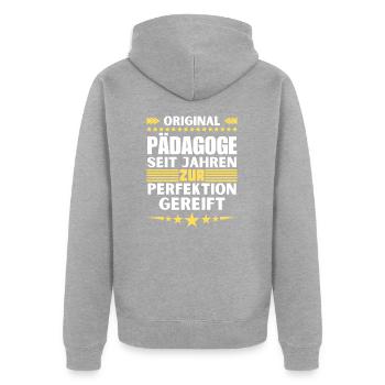 Pedagogue matured to perfection - Unisex Premium Organic Zip Hoodie - heather grey - Back - Nico (187cm)