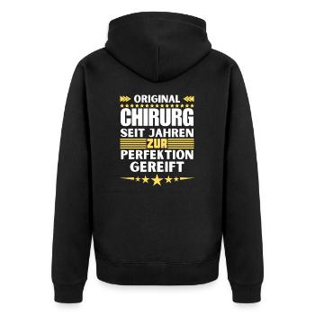 Surgeon Matured to Perfection - Unisex Premium Organic Zip Hoodie - black - Back - Nico (187cm)