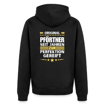 Gatekeeper matured to perfection - Unisex Premium Organic Zip Hoodie - black - Back - Nico (187cm)