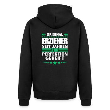 Educators Matured to Perfection - Unisex Premium Organic Zip Hoodie - black - Back - Nico (187cm)