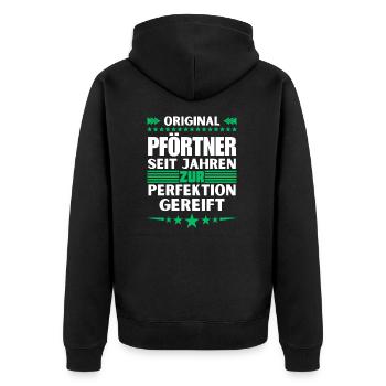 Gatekeeper matured to perfection - Unisex Premium Organic Zip Hoodie - black - Back - Nico (187cm)