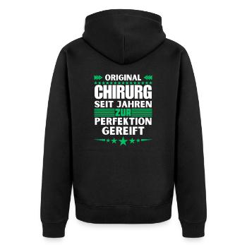 Surgeon Matured to Perfection - Unisex Premium Organic Zip Hoodie - black - Back - Nico (187cm)