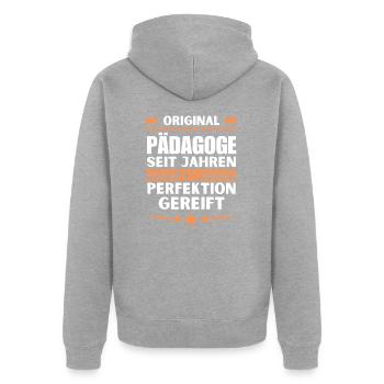 Pedagogue matured to perfection - Unisex Premium Organic Zip Hoodie - heather grey - Back - Nico (187cm)