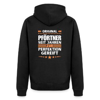 Gatekeeper matured to perfection - Unisex Premium Organic Zip Hoodie - black - Back - Nico (187cm)