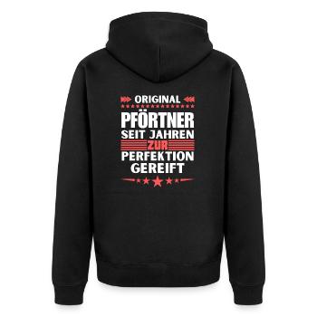Gatekeeper matured to perfection - Unisex Premium Organic Zip Hoodie - black - Back - Nico (187cm)
