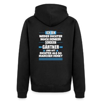 Ni poète ni penseur, mais jardinier - Veste à capuche bio Premium Unisexe - noir - Dos - Nico (187cm)