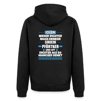 Neither poet nor thinker, but porter - Unisex Premium Organic Zip Hoodie - black - Back - Nico (187cm)