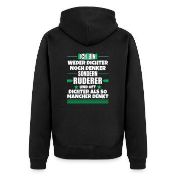 Poète ou penseur, mais rameurNi poète ni poète - Veste à capuche bio Premium Unisexe - noir - Dos - Nico (187cm)