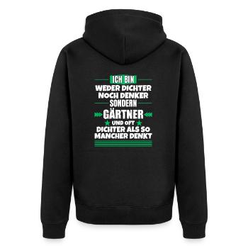 Ni poète ni penseur, mais jardinier - Veste à capuche bio Premium Unisexe - noir - Dos - Nico (187cm)